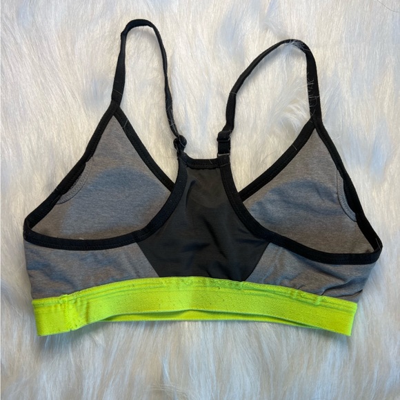 Women's Indy Nike Sports Bra In Grey/Volt(neon Yellow-green) - Picture 9 of 12